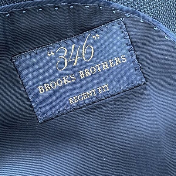 Brooks Brothers 346 Regent Fit Two Button Blazer 43R Dark Blue Glen Plaid Wool - Picture 8 of 11